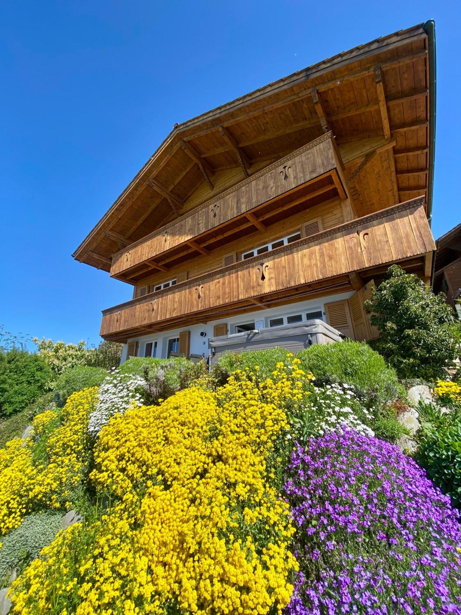 Chalet Egglen "Typical Swiss House, Best Views, Private Jacuzzi" Зигрисвиль Экстерьер фото
