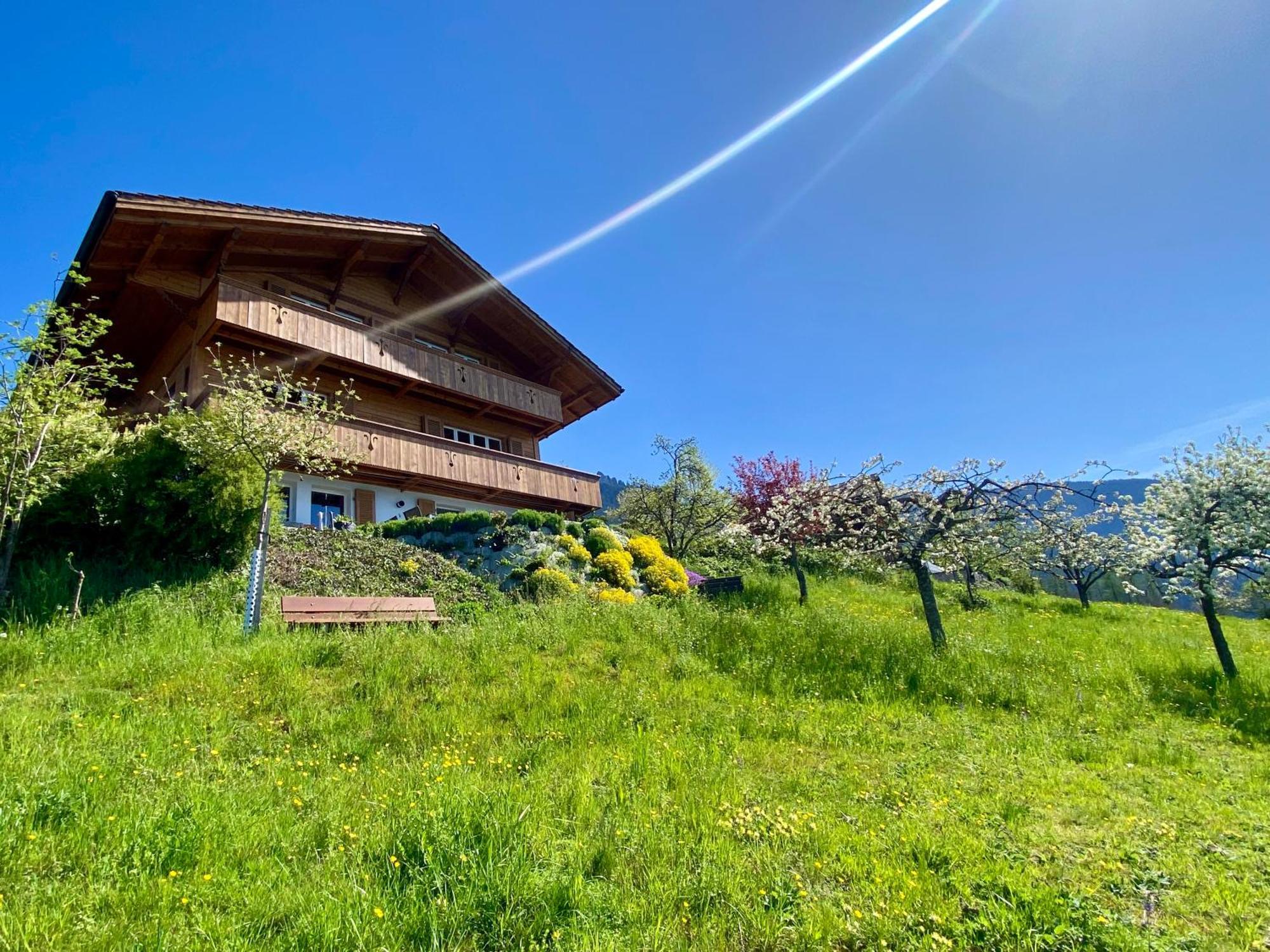 Chalet Egglen "Typical Swiss House, Best Views, Private Jacuzzi" Зигрисвиль Экстерьер фото